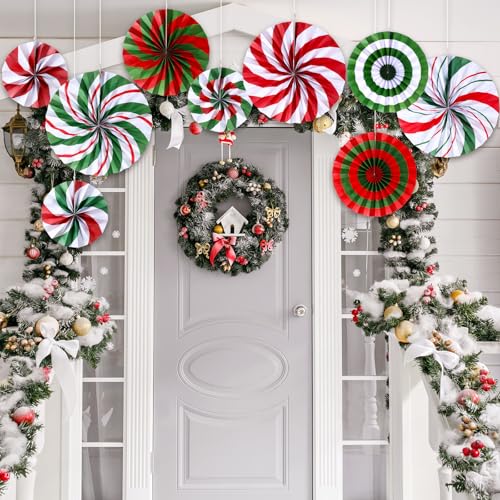 Image of Outus 27 Pcs Peppermint Paper Fans Christmas Decor Fresh