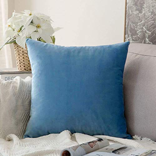 Image of Khooti Velvet 200 TC Cushion Cover Pack Of 1-8 inchX8 inch /20X20 Cm-Ice Blue-Soft Pillow Covers Cushion Case For Sofa Bedroom Living room Chair Car