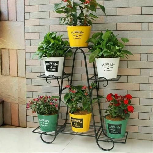 TRUST ROX Metal Plant Stand Flower Pot Stand with Multiple Tiers for Outdoor and Indoor Vase Stand Plants in a Living Room Hallway Pot Stand or Balcony, Home Decor Item Gamla Stand (Black)