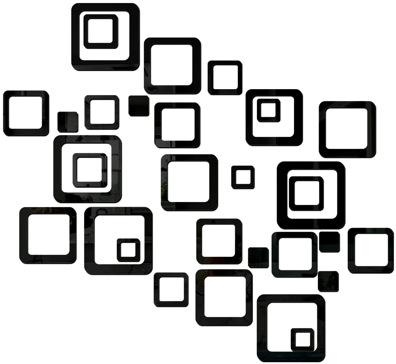 Wall1ders- 30 Six Size Square Mirror Stickers for Wall. (Black) (B099PZXYSW) Amazon Price History, Amazon Price Tracker