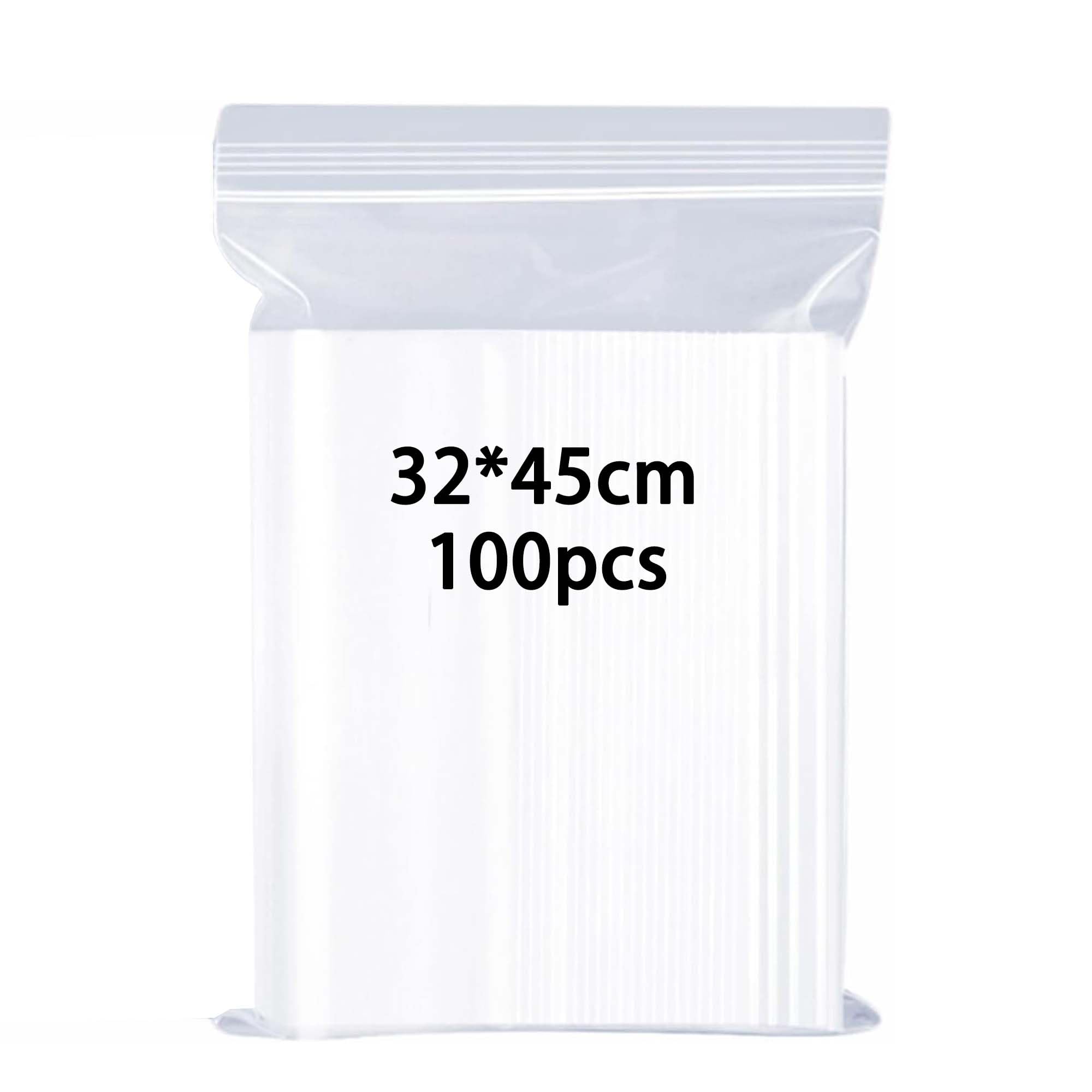 huruirui 32X45cm Resealable Plastic Bags Grip Seal Bags Large Sealable Plastic Bag Suitable for Kitchen Storage Clothing Travel Storage Packaging Sealed Storages Pouches 100pcs