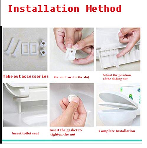 Image of MLD HKM-02 Wall Hung Polyethylene Rectangular Shaped Design Hydraulic Soft Closing PP Toilet Seat Cover Hinge Size adjustment sideways front back fit all brand Commode Close White Color