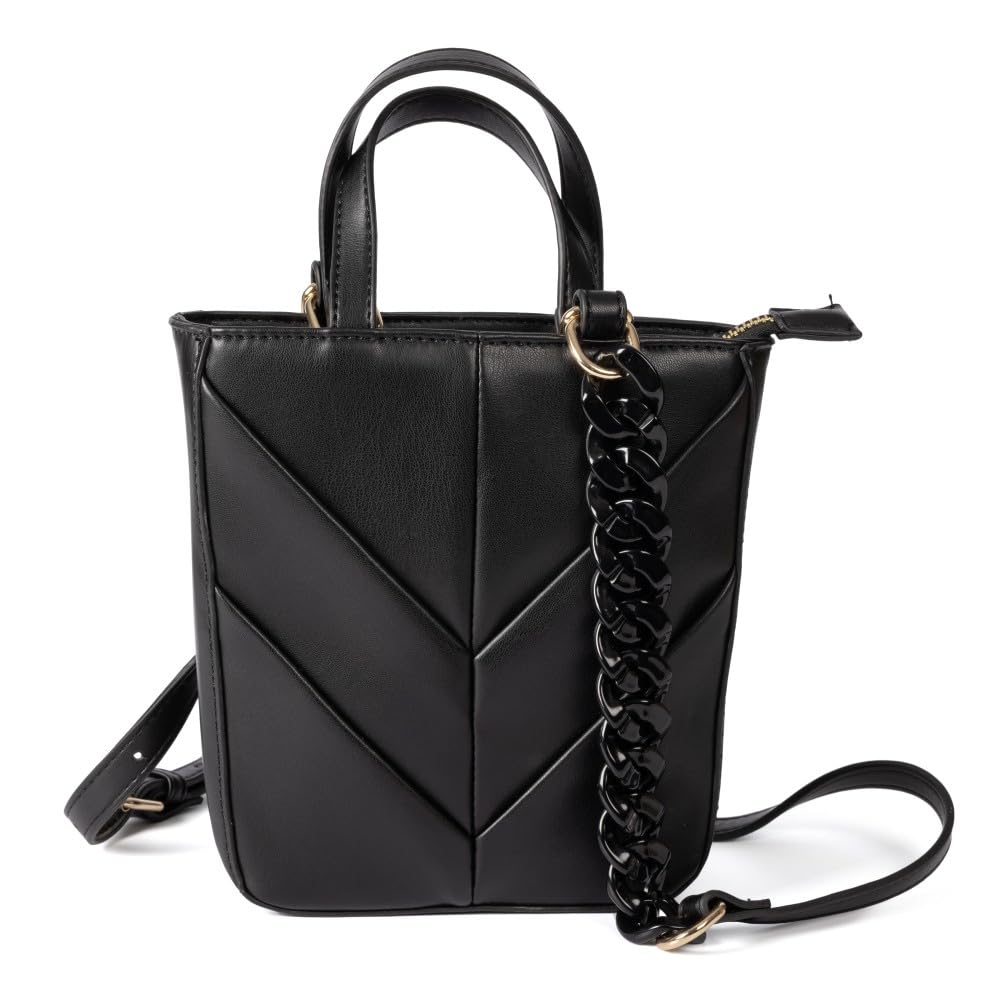 Bolso negro acolchado con asa de cadena - cleland