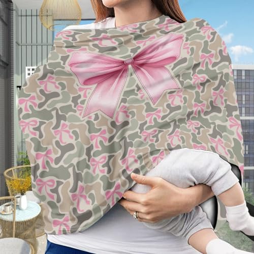 Image of Pink Bow Baby Stuff Duck Camo Car Seat Cover for Baby