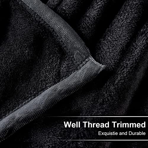 Image of EASELAND Soft Lightweight Twin Size Fleece Blanket, Black, 66x90 inches | Breathable Cozy Texture, Plush Flannel Warm Fabric, Anti-Static, Machine Washable, for Bed, Couch, Sofa