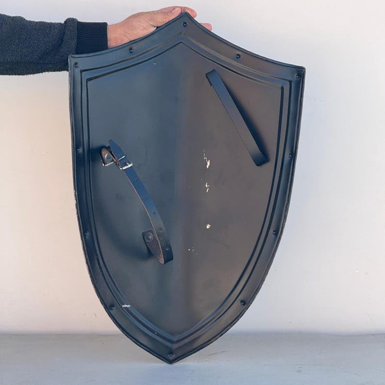 Bouclier médiéval en métal gravé Dragon Templier Bouclier Larp/Cosplay & Display Shield/Halloween Costume 71,1 cm