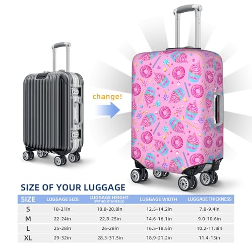 Donuts Print Luggage Cover For Suitcase,Washable Elastic Travel Suitcase Protector With Zipper Closure And Bottom Buckle – Fits 18-32" Luggage-Small4