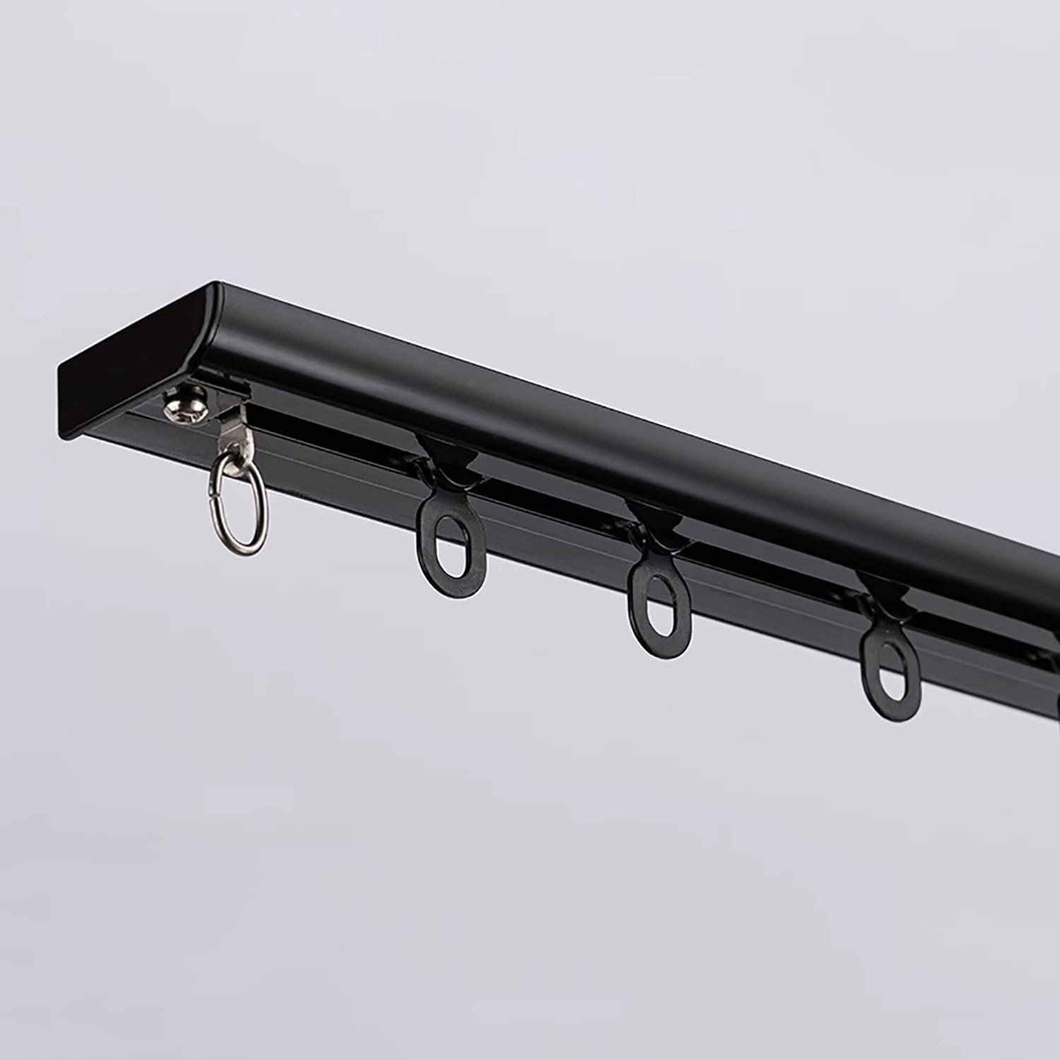 Curtains for Ceiling Track Rod Single Row Curtain Track Ceiling Mounted Silent Heavy Duty System Sliding Rails Room Divider for Bedroom Living Room Hospital(Black,3.5m/11.5ft)