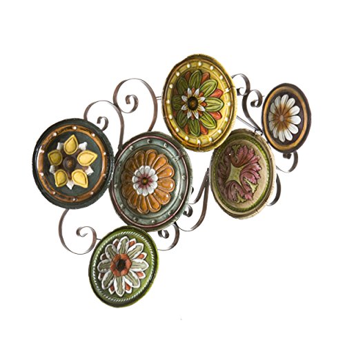SEI Furniture Scattered Italian Plates Wall Art - Multicolored Floral Designs - Durable Metal, WS9435 - Image 5