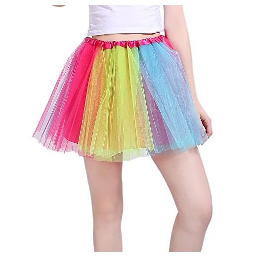 InnoBase Tutu Falda de Mujer Falda de Tul 50's Short Ballet 3 Capas Accesorios de Vestimenta de Baile para Mujeres Niñas 8 Colores (Arco Iris)