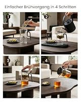 ZENS Magic Teekanne Glas mit Sieb, 830ml Teezubereiter Geschenke,Schwarz – Ansicht 4