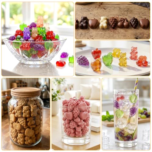 Image of Gummy Bear Mold Silicone, Fruit Snack Molds Gummies Trays Molds with Dropper for Candy Chocolate, 4Pcs Medium & Mini
