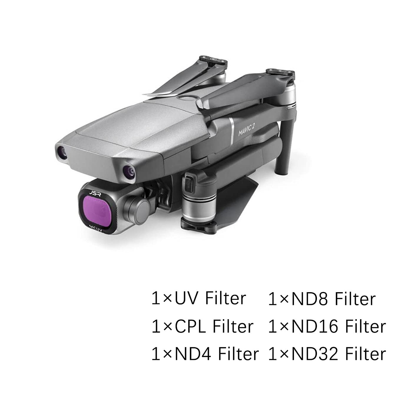 Confezione da 6 Filtri per obiettivi per fotocamera Filtri multistrato compatibili con Mavic 2 pro, filtro Cornice di modellazione integrata ad alta trasmittanza (ND4 ND8 ND16 ND32 UV CPL)