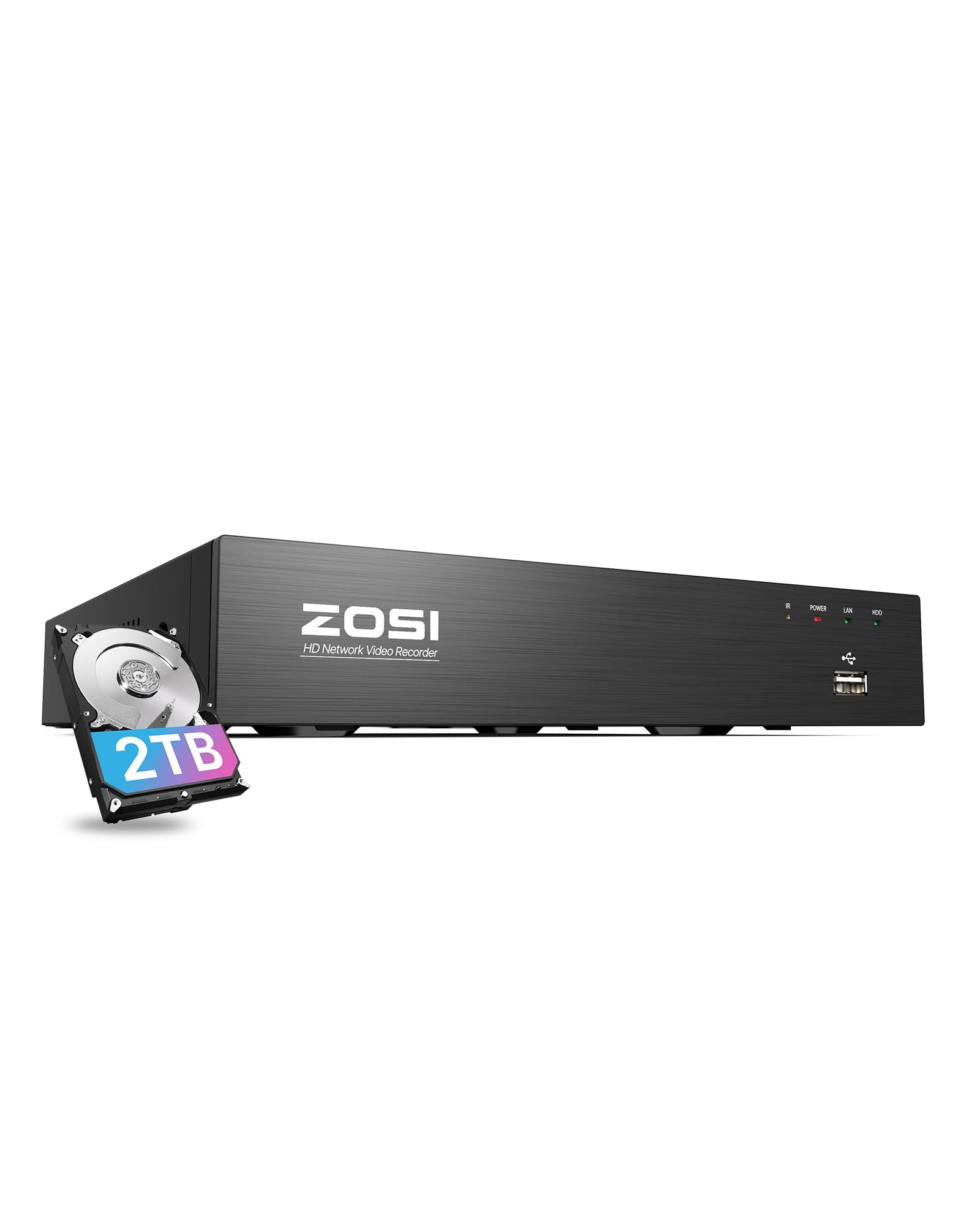 ZOSI 4K 8CH NVR PoE con 2TB HD, Videoregistratore di Sorveglianza, Funzion Solo con Le telecamere PoE da ZOSI