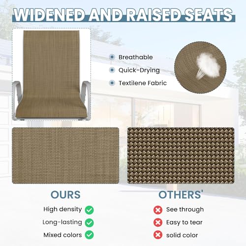 Image of Amopatio Patio Chairs Set of 6, Stackable Outdoor Dining Chairs for All Weather, Silver Frame Outdoor Chair Garden Furniture for Backyard Deck(Brown)