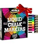 Bandle B. Chalk Markers - 8 Vibrant, Erasable, Non-Toxic, Water-Based, Reversible Tips. For Glass or Chalkboard Markers for Businesses, Restaurants, Liquid Drawing Chalk (Vibrant 6mm)