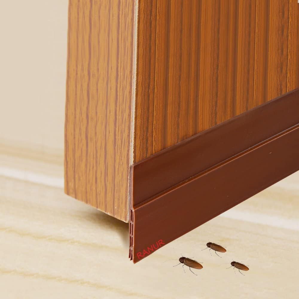 Silicone Self Adhesive Door Bottom Sealing Strip Guard For Home Door Protector For Home From Dust, Insects, Waterproof, Soundproof Door Seal, Door Air Blocker 1 Meter (1 Meter, Brown)