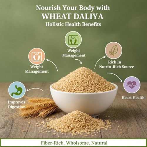Image of Pearl Organic Fresh Organic Wheat Daliya Broken Wheat /Gehu 1Kg - Pearl Daliya High-Fiber & Protein-Rich Cereal | Easy to Digest, No Preservatives | Ideal for Upma, Khichdi, Porridge & Healthy Breakfast