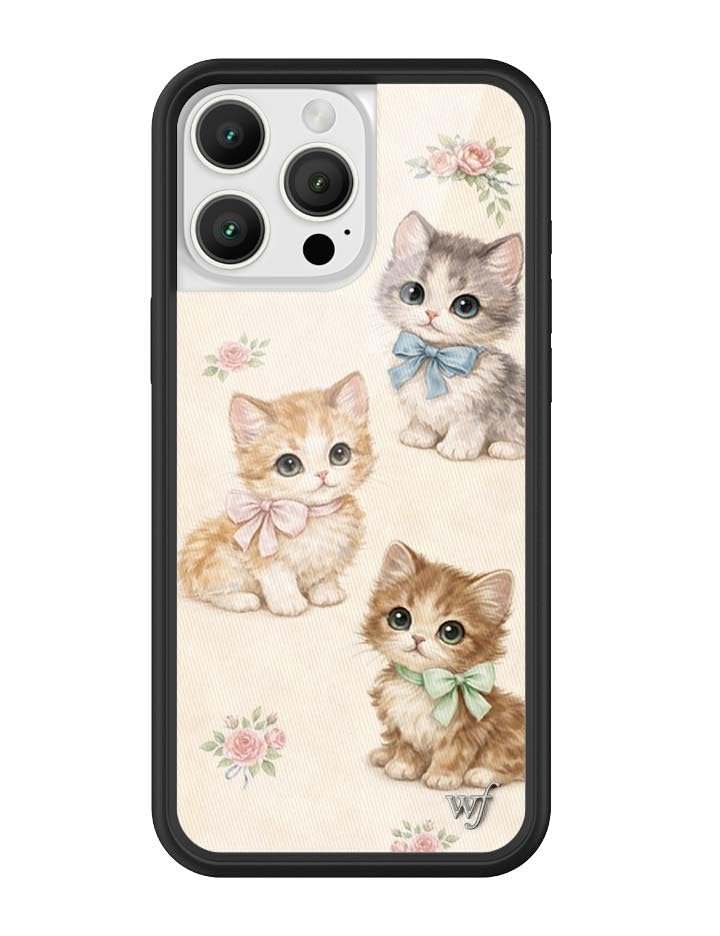 Image of Wildflower Cases - Compatible with iPhone 16 Pro Max | Protective Black Bumper, 6.5ft Drop Test Certified, Women Owned Small Business | Vintage Kittens