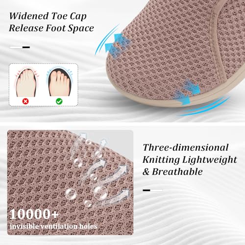 Image of Womens Walking Shoes Comfortable Wide Diabetic Shoes Adjustable Zero Drop Edema Shoe Breathable Neuropathy Nursing Shoes Casual Wide Width Sneakers