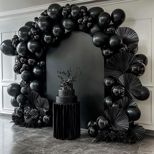 Image of 108Pcs Double Stuffed Black Balloon Garland Arch Kit