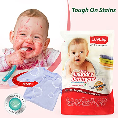 Image of LuvLap Liquid Cleanser Refill, 1000ml (Pack of 2) & LuvLap Baby Laundry Liquid Detergent, 1000ml (Pack of 2) & LuvLap Baby Laundry Liquid Detergent, Food Grade, Refill Pack 1000ml