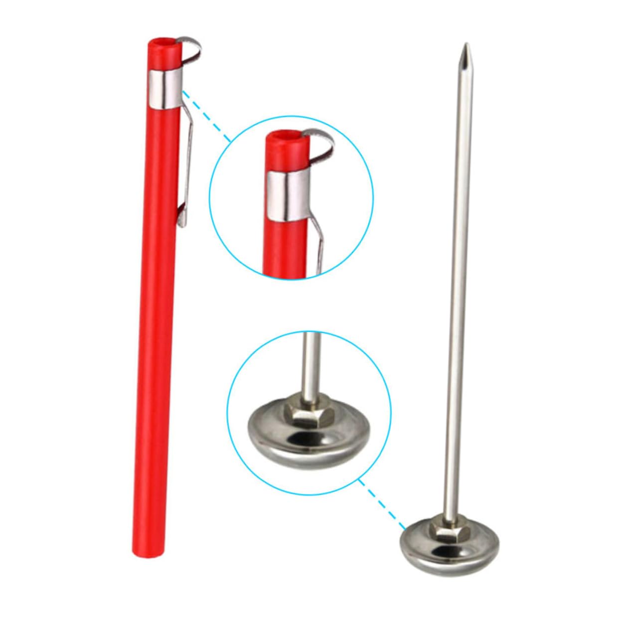 OUNONA Stainless Steel Food Thermometer with Cover Instant Read Kitchen Thermometer for Meat Coffee Milk and BBQ Precision Probe for Accurate Temperature Readings