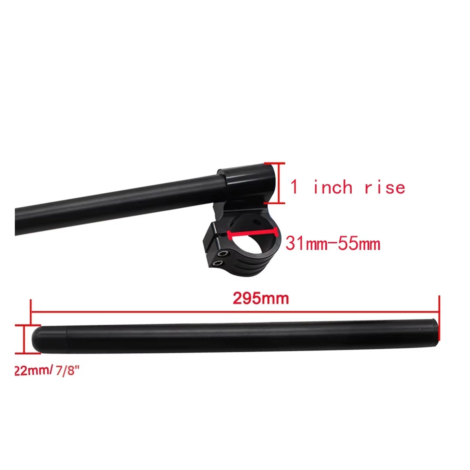 Universale CNC Rised 31 33 35 36 37 41 43 45 47 50 51mm Moto Clip On Ons Forcella Riser 7/8 "22MM Manubrio Riser Manubrio Moto(Riser Black 50mm)