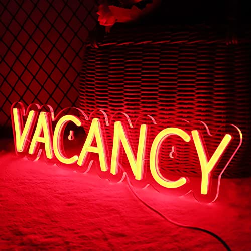 Image of VACANCY Neon Signs for Wall Decor Neon Lights for Bedroom Led Business Signs Suitable for Hotels Christmas Birthday Party Gift Unique Gift for Lover, 5V Power Adapter, 16 * 3.7 Inch(Red)