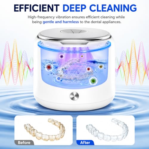 Image of Ultrasonic Retainer Cleaner Machine 45kHz, Dental Ultrasonic Care Cleaner | Ultrasonic Dental Pod For Dentures, Aligners, Mouth Guards, Night Guards, Toothbrush Heads & Jewelry with 200ML Capacity
