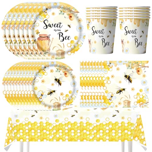 Vaisselle fête d'abeille pour 10 personnes avec assiettes et tasses