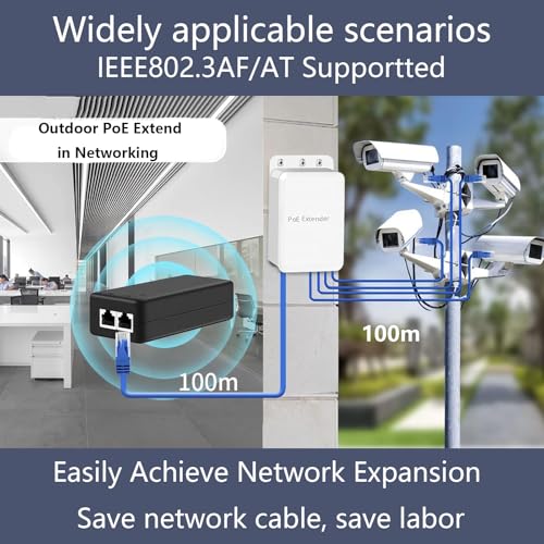 Image of 4 Port Outdoor 2.5Gbps PoE Extender 1 in 3 Out-IEEE 802.3af /at, 90W in 30W Out Waterproof PoE Repeater with 100 /1000 /2500Mbps, Vlan, PD Auto-Detection, Extend to 100m, Wall Mount Plug & Play