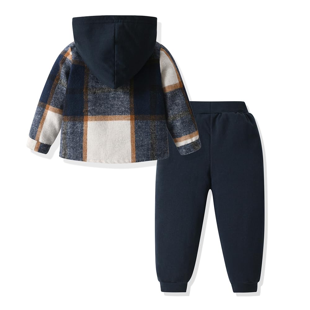 Vêtements Pour Bébés Tout-petits Hauts Garçons Sweat à Capuche Carreaux Pantalons Tenues D'automne et D'hiver
