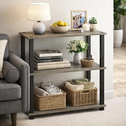 Image of JD FRESH 3-Tier Wooden Open Shelf Rack /Table Corner Display Rack /Storage Shelf Stand /Multipurpose Shelf for Living Room, Bedroom, Home Office Display (Cambridge, Walnut)