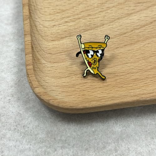 Image of Pizza Wearing Sunglasses Awesome Brooch Cartoon Enamel Brooch Pin Jacket Lapel Metal Pins Brooches Badges Exquisite Jewelry Accessories
