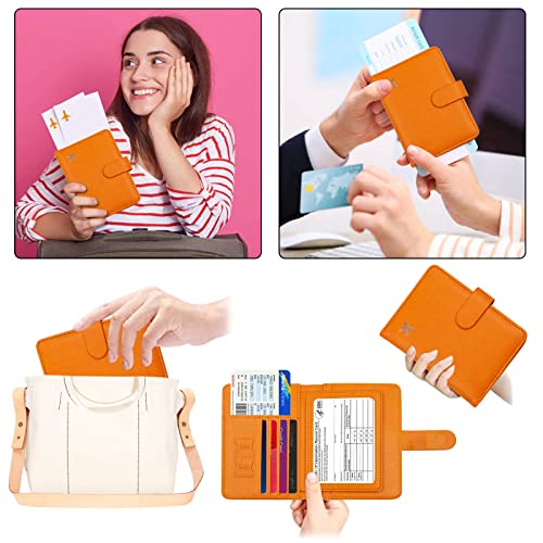Image of Melsbrinna Rfid Passport Holder for Travel women /Men, Cute Passport Wallet Rfid Blocking Card Slots, Rfid Passport Cover /CaseTravel Wallet, Passport Book Holder (1, Orange)