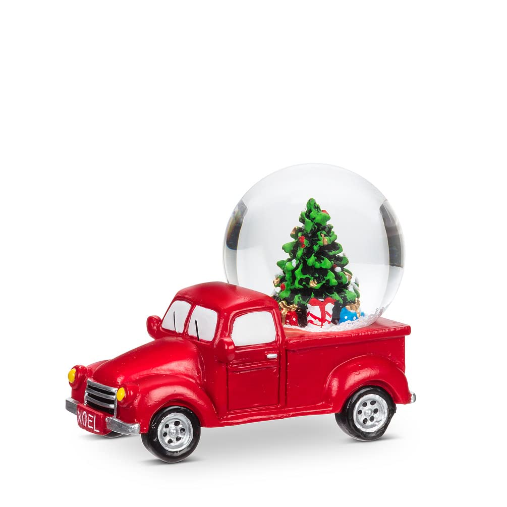 Abbott Collection Mini Red Truck with Snow Globe (3.5