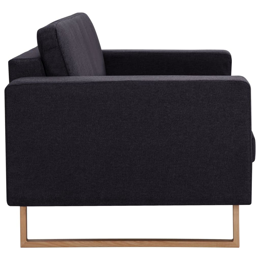 Hothingwell Divano 3 posti tessuto nero | Fodera rimovibile lavabile, tessuto resistente all'usura, telaio in legno solido, 110 kg per sedile
