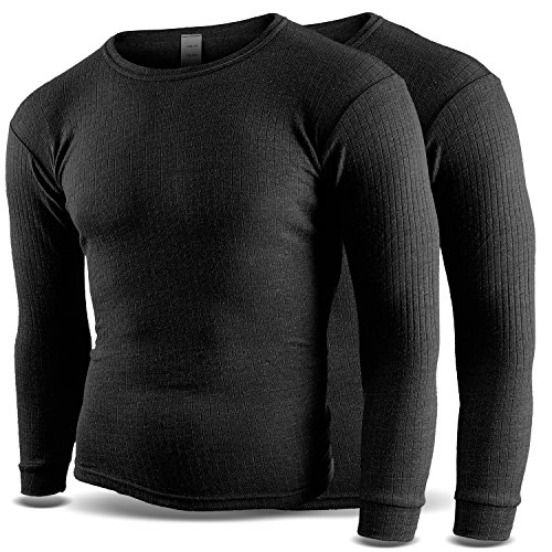 noorsk Lot de 2 Homme Maillot Thermique  à Manches Longues avec intérieur en Polaire, Anthracite, XL