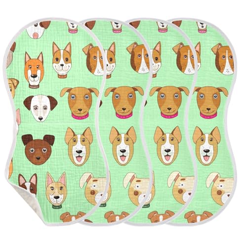 Cute Dogs Muslin Burp Cloths 22x11 Inch - 4-Layer Organic Cotton & TPU Waterproof Lining, Absorbent Baby Bibs for Boys/Girls with Hanging Loop3