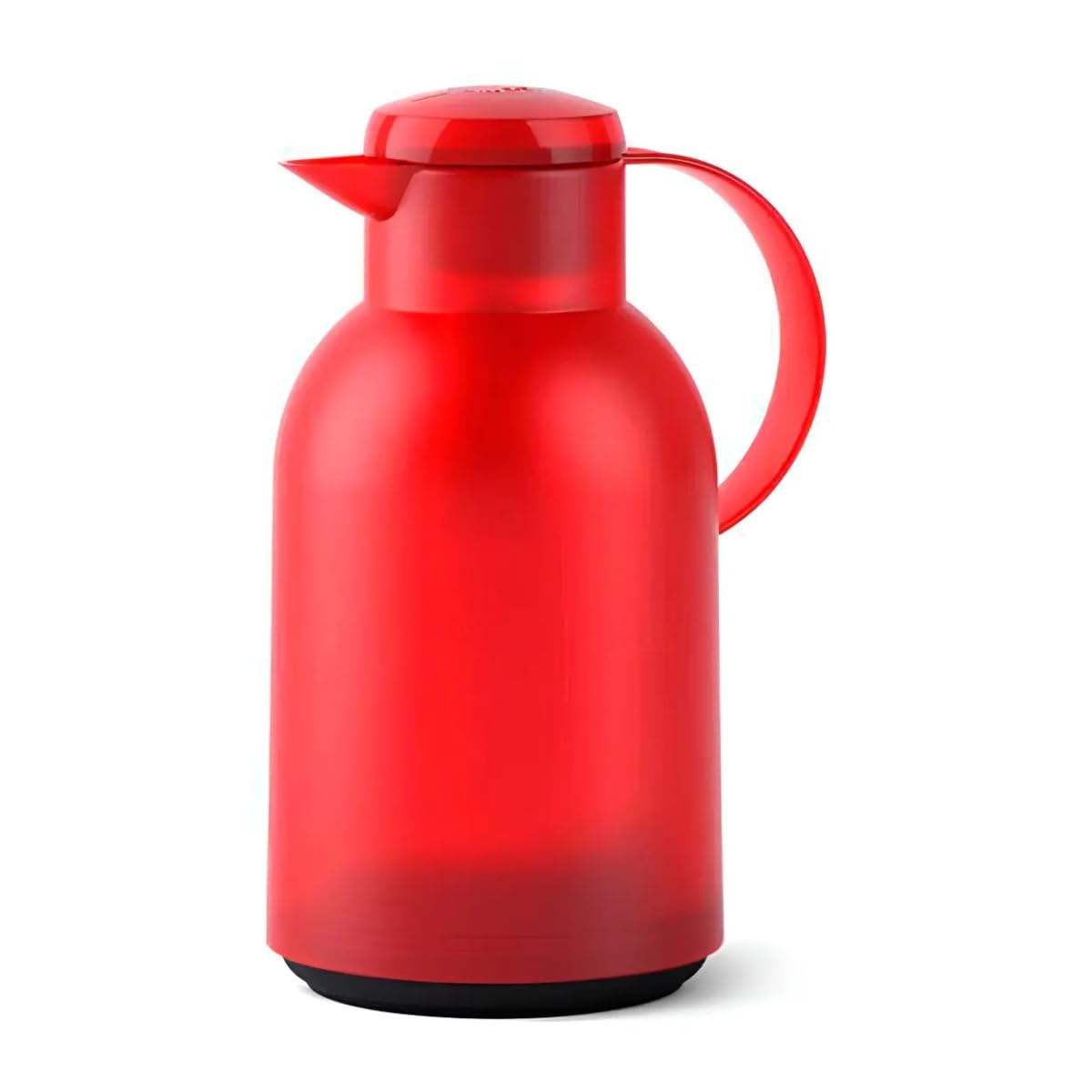 Emsa N40117 Samba Isolierkanne |1,5 Liter | Quick Press Verschluss | 12h heiß und 24h kalt | Transluzent/Rot