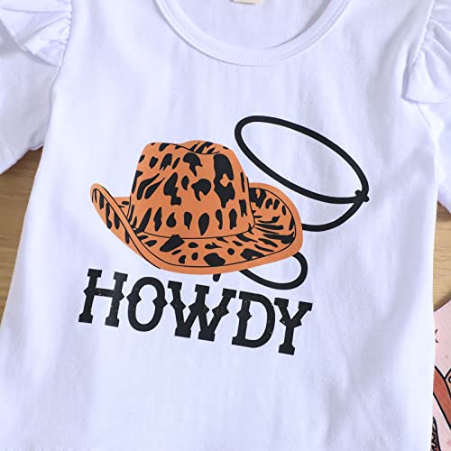 CM C&M WODRO Toddler Baby Girl Bell Bottom Outfits Western Cowgirl Flying Sleeve T Shirt + Boho Flared Bell Bottom Pants4