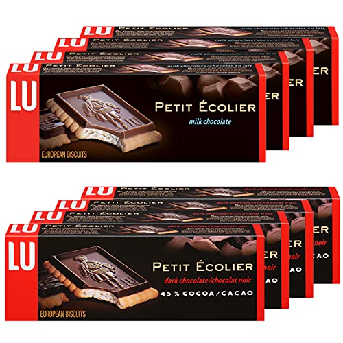 LU Petit Ã‰colier European Chocolate Biscuit Variety Pack, LU Petit Ã‰colier Milk Chocolate & LU Petit Ã‰colier 45% Cocoa Dark Chocolate, 8 Boxes