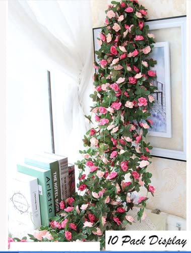 Meiliy 2 Pack 8.2 Ft Fake Rose Vine Flowers Plants Artificial Flower Home Hotel Office Wedding Party Garden Craft Art Decor Pink Ml-021Pi… #TOP3