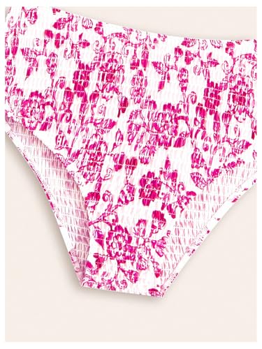 Image of SHENHE Girl's 2 Piece Teen Swimsuit Boho Floral High Waisted Smocked Bikini Bathing Suit