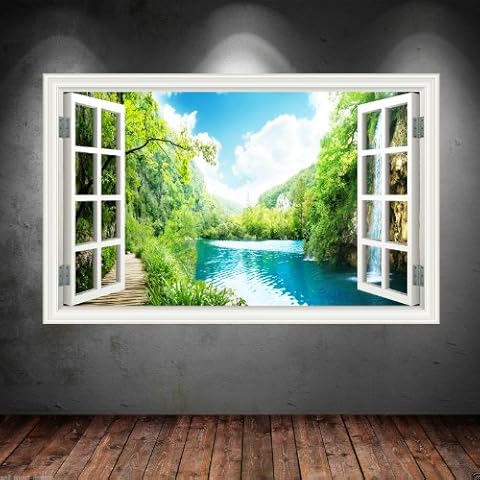 Full Colour Lake Beach Paradise Wall Art Sticker Cover