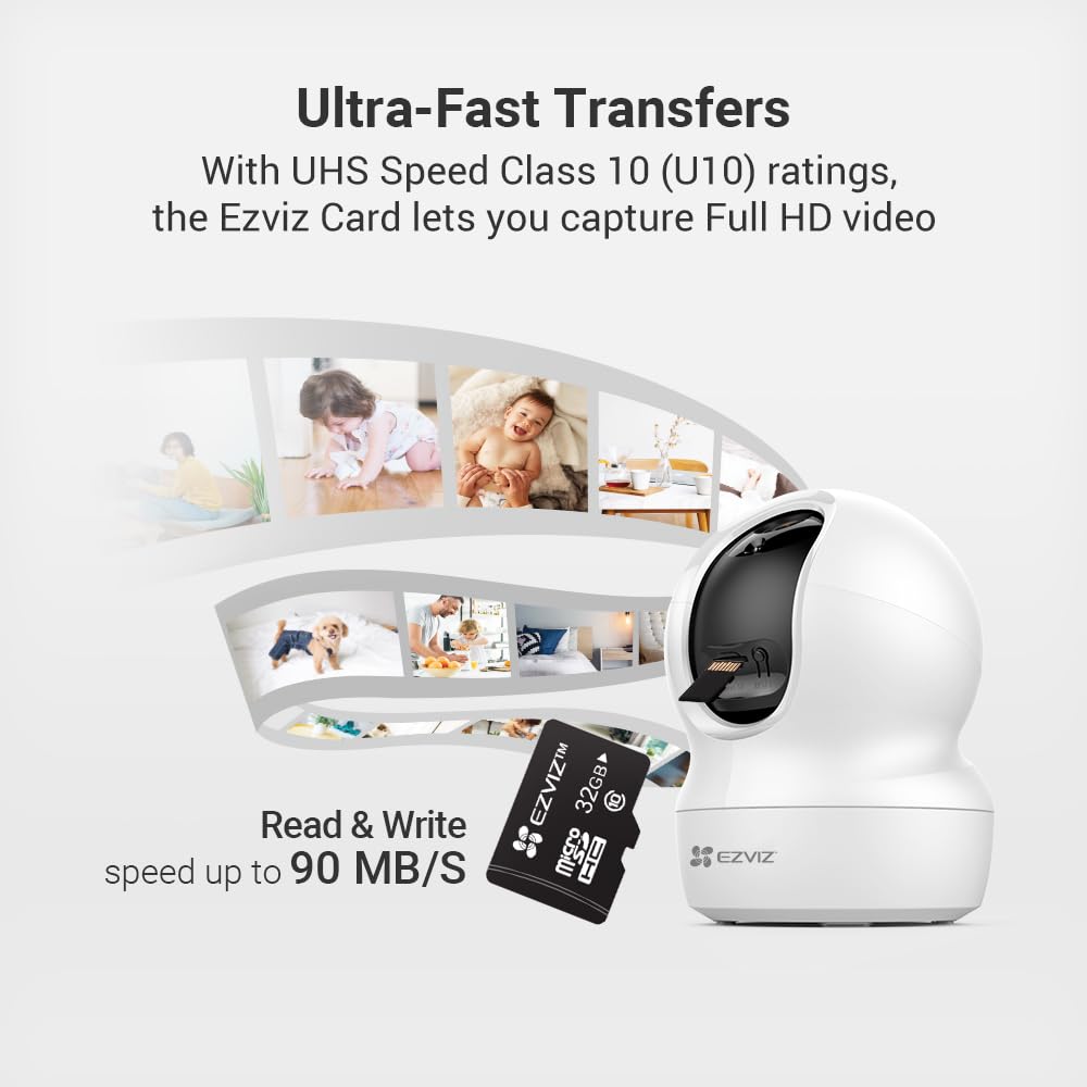 EZVIZ Scheda di memoria Micro SD da 32 GB, classe 10 UHS ad alta velocità per fotocamera, smartphone, computer, macchina fotografica, monitoraggio, tachigrafo, tavolo