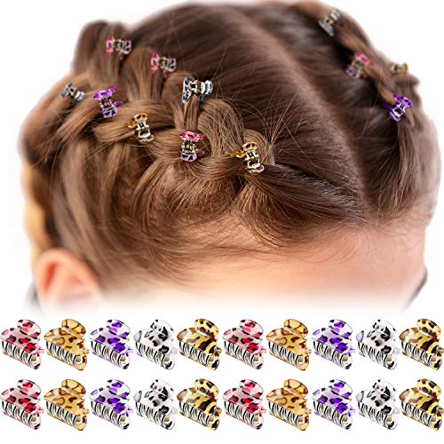 20 Pieces Mini Hair Claw Clips for Girls, 0.9 Inch Leopard Print Small Hair Clips Hair Claw Pins Clamps Non-Slip Jaw Clips Vintage Hair Accessories, 5 Colors