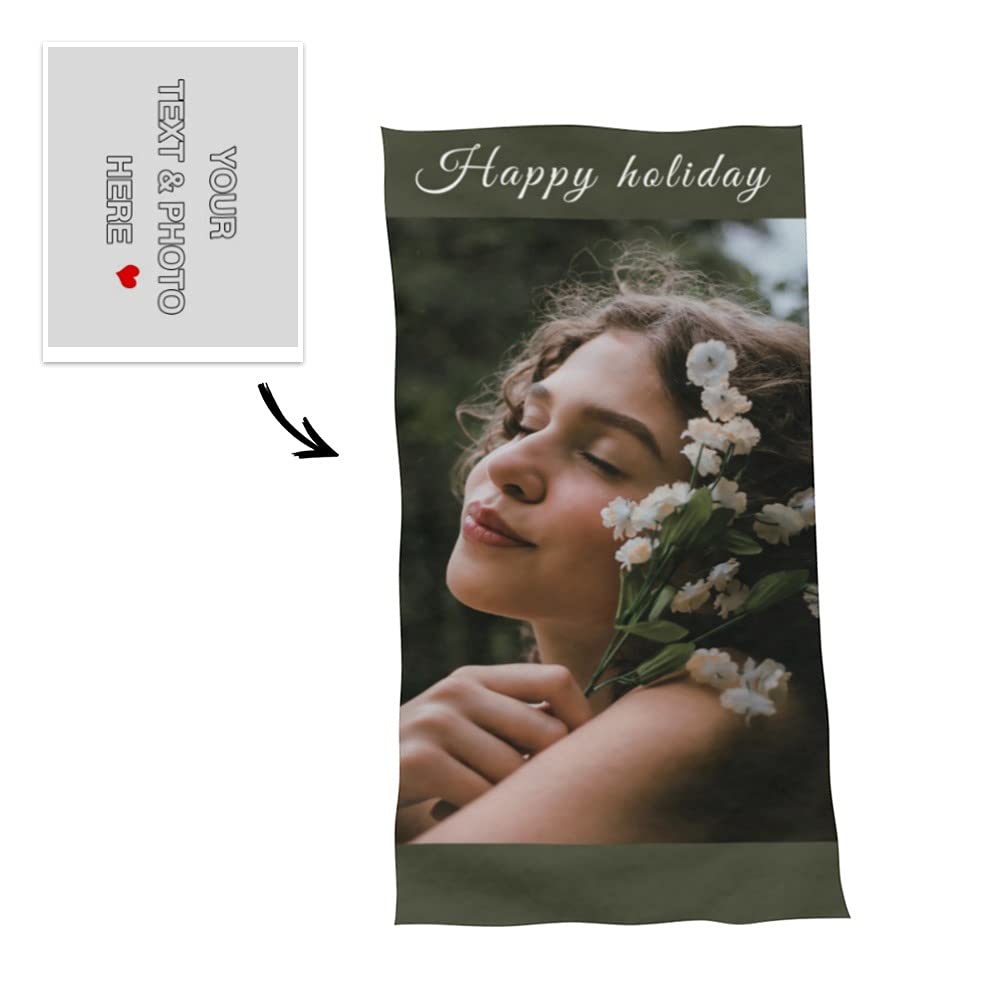 E-shine Custom Photo Beach Towels Personalized Beach Towels for Women(1 Photo 30”×60”)