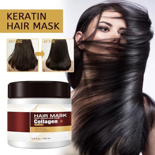 Collagen Hair Treatment,Keratin Hair Mask Collagen Treatment,Collagen Hair Mask,Keratin Collagen Hair Care Capsule Men Women,Hair Repair Nourishing Treatment,for Dry Damaged Hair (100g 1PC) - Image 3